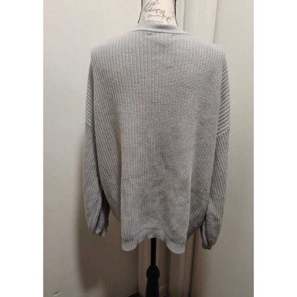 FOREVER 21 Women's Gray Long Sleeve Cardigan V Neck Button Front Pocket Large - Picture 14 of 15